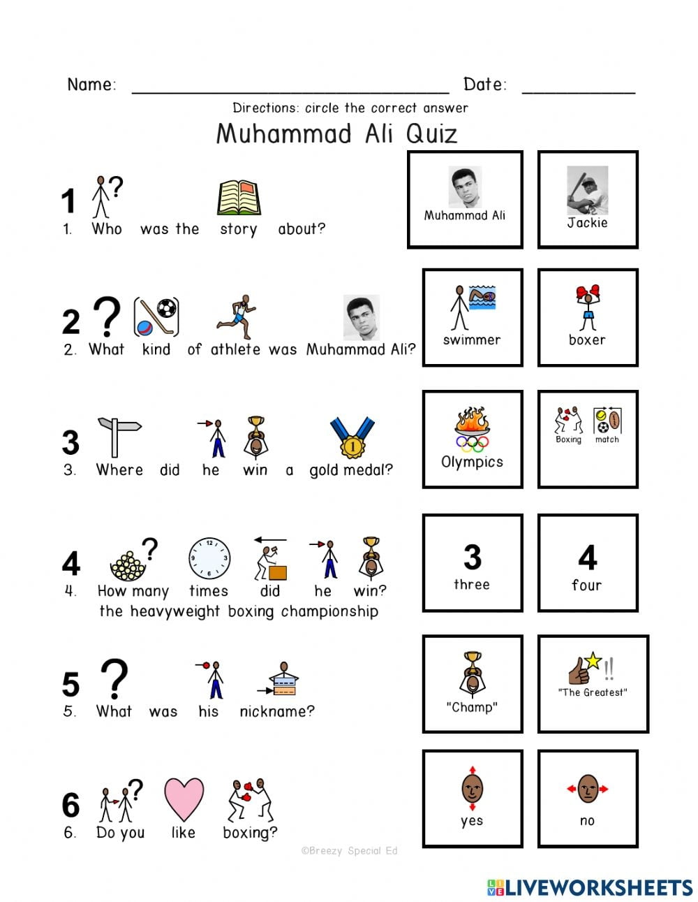 Special Education Reading Comprehension Worksheets
