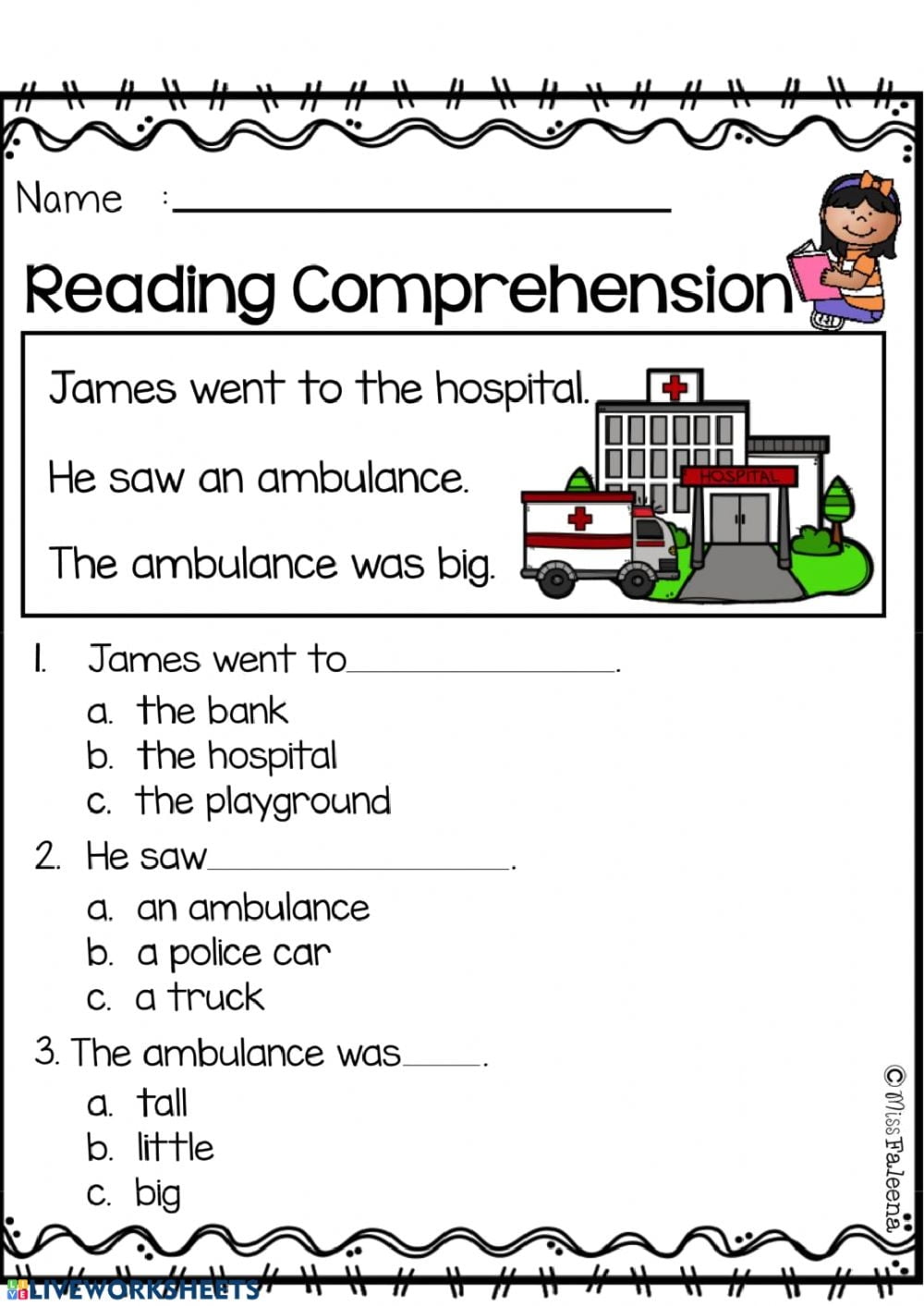 Level B Reading Comprehension Worksheets