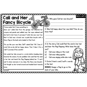 Reading Comprehension Passage Hard Soft C Top Teacher