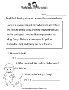 Reading Comprehension Practice Worksheet Printable Reading Comprehension Worksheets Comprehension Practice Comprehension Worksheets