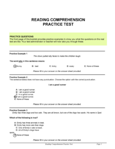 Reading Comprehension READING COMPREHENSION PRACTICE TEST PRACTICE QUESTIONS The Front Page Of Studocu