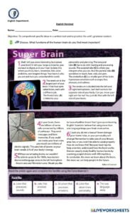 Reading Comprehension Super Brain Worksheet