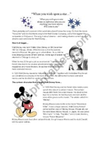 Reading Comprehension Walt Disney ESL Worksheet By Bienke