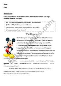 Reading Comprehension Walt Disney ESL Worksheet By Seloshh