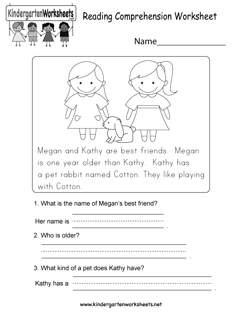 Reading Comprehension Kindergarten Worksheets
