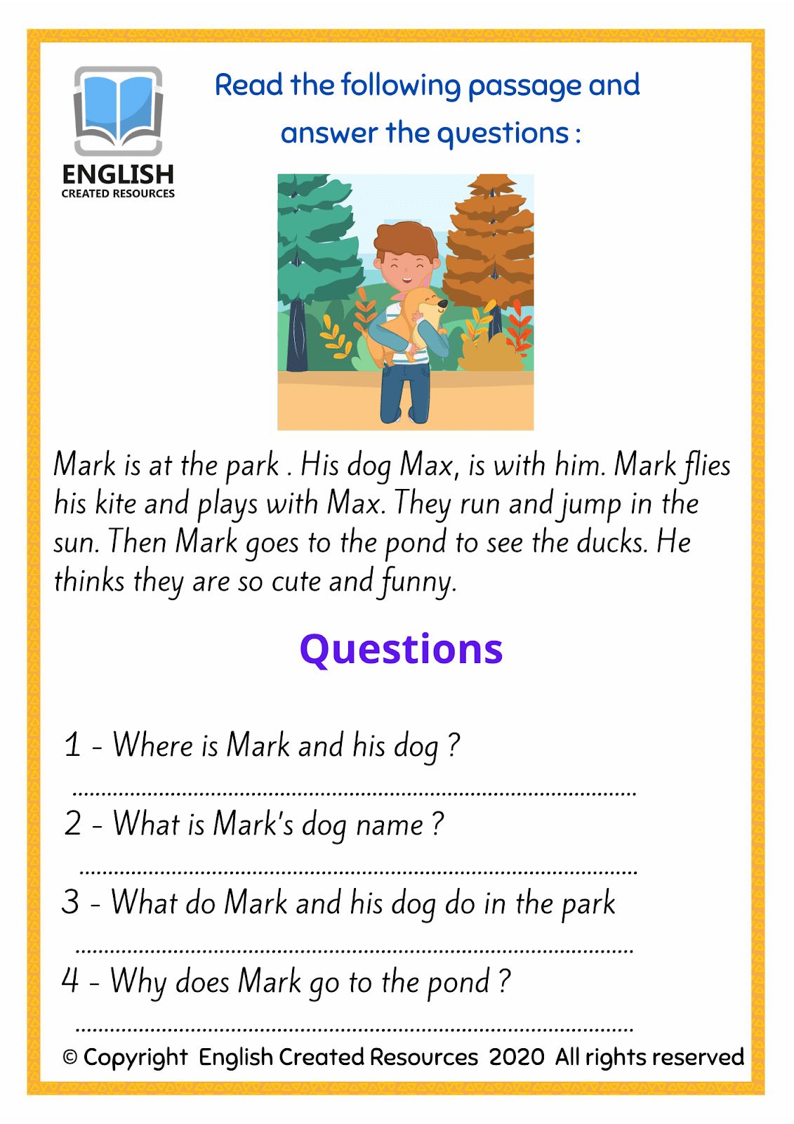 Reading Passages With Questions Printable