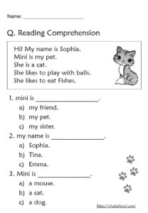 Reading comprehension worksheets for grade 1 Your Home Teacher