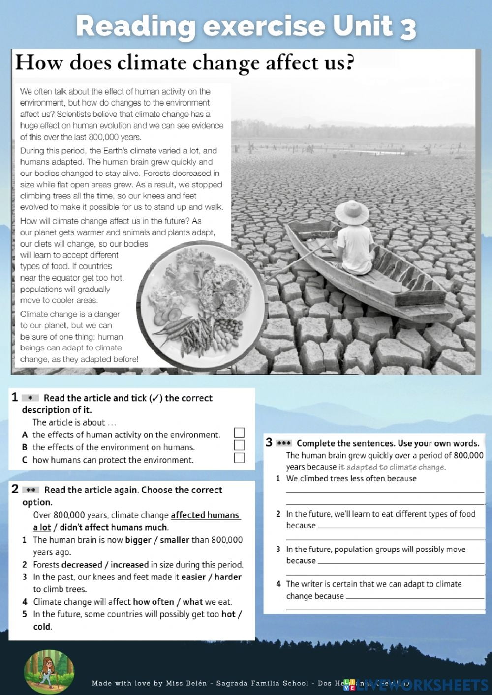 Climate Change Reading Comprehension Worksheets