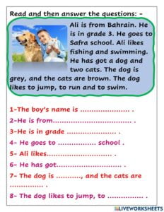 Reading For Grade 3 Worksheet