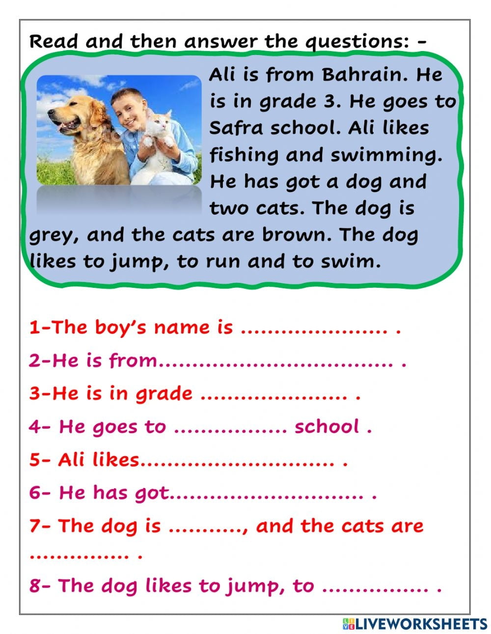 3rd Grade Reading Comprehension Worksheets