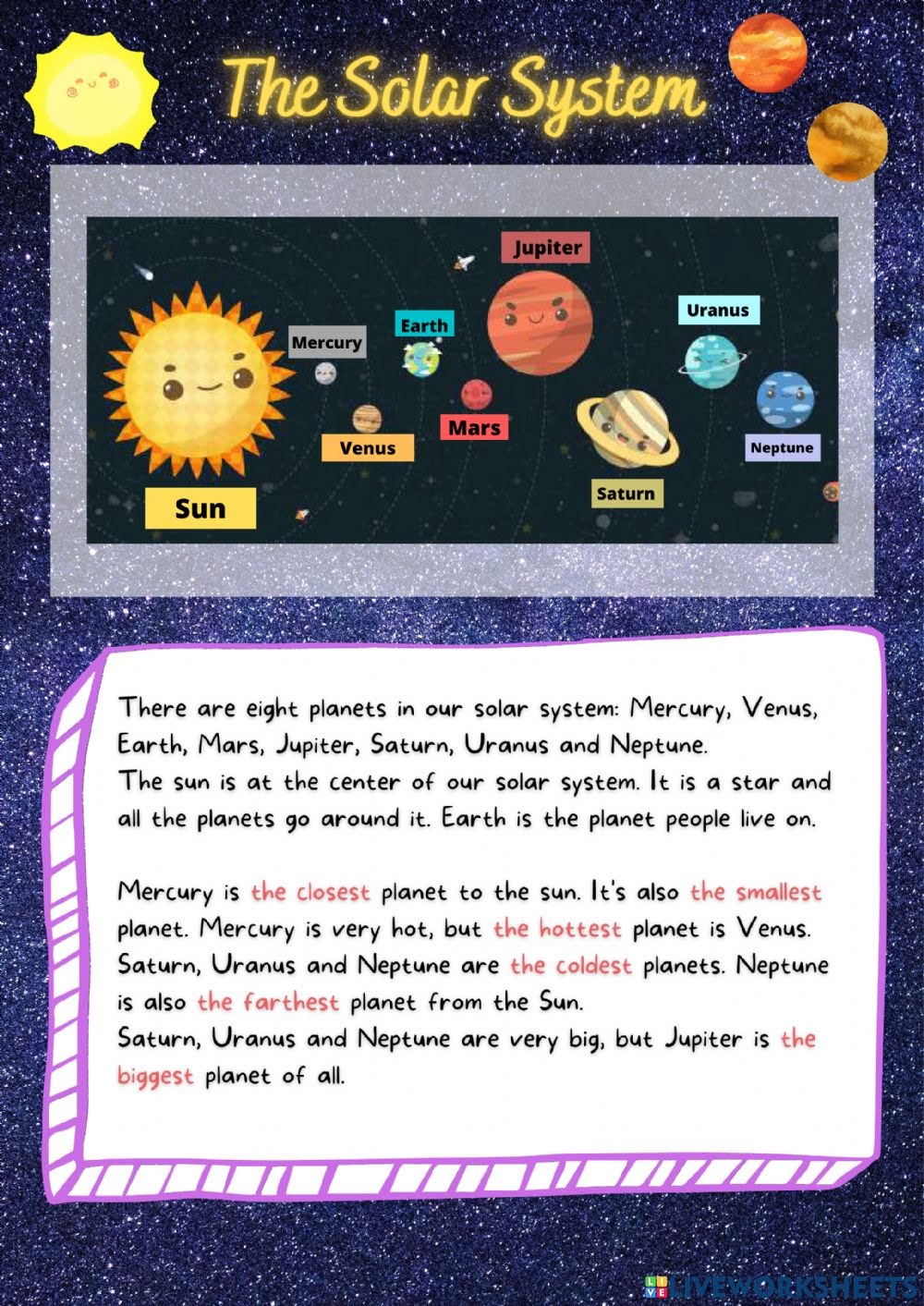 Reading The Solar System Worksheet