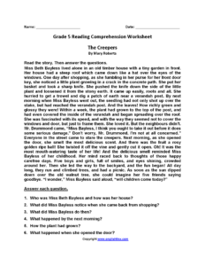 Reading Worksheets Fifth Grade Reading Worksheets