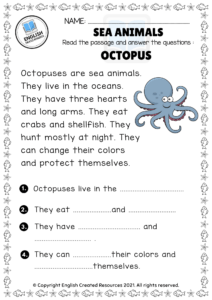 Sea Animals Reading Comprehension