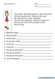 Simple Reading Comprehension Exercise