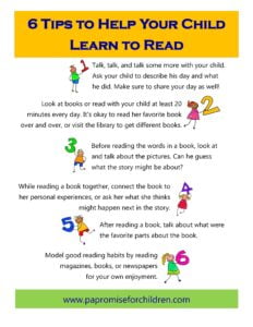 Six Tips To Help Your Child Learn To Read Www papromiseforchildren Learn To Read Kids Learning Learning