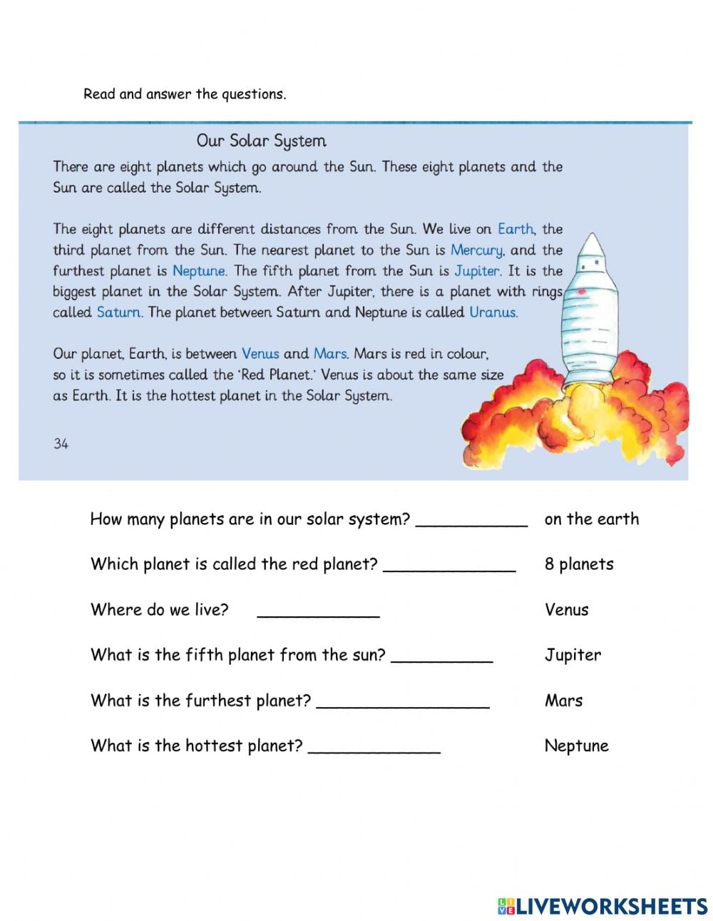 Solar System Interactive Activity For Four