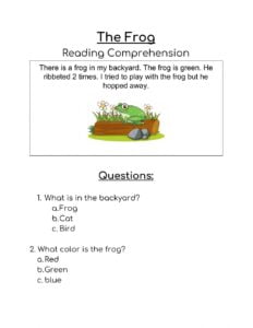 The Frog Worksheet