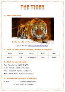 The Tiger Worksheet