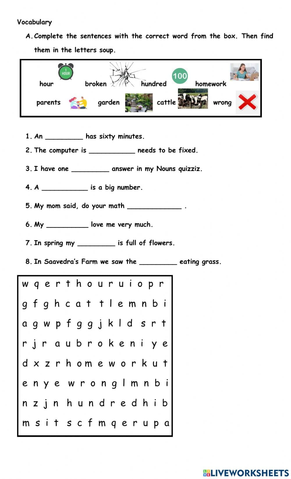 Reading Comprehension Vocabulary Worksheets