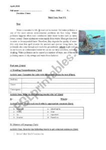 Water Pollution ESL Worksheet By Bilabel