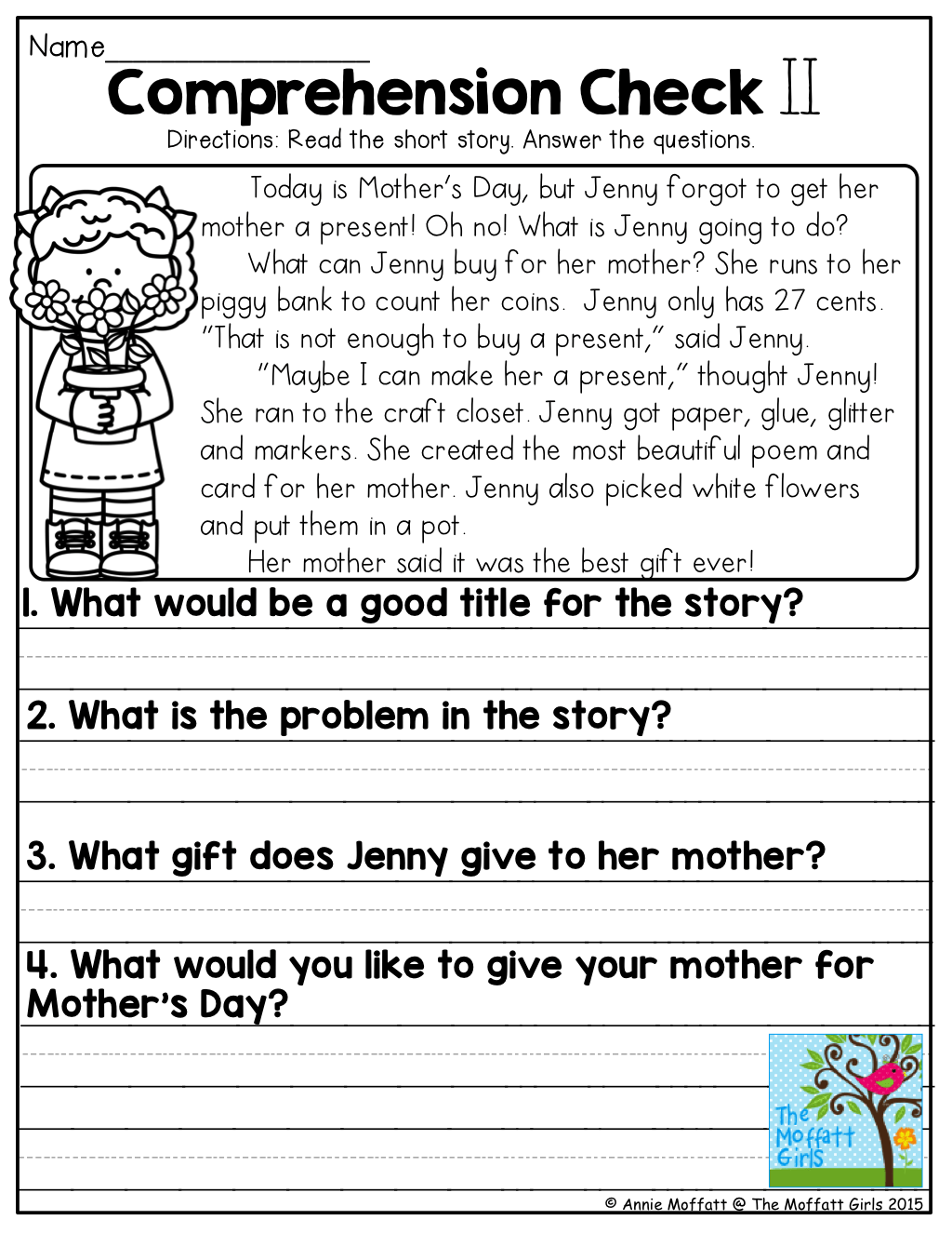 1st Grade Story With Comprehension Questions