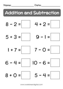 18 Printable Addition Subtraction Up To 10 Worksheets Printable For