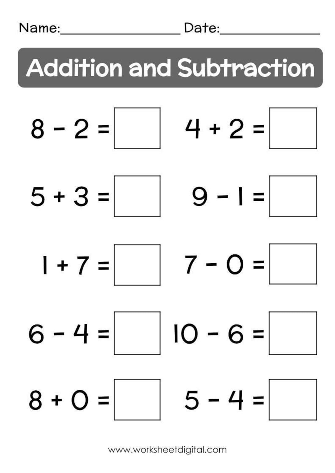 18 Printable Addition Subtraction Up To 10 Worksheets Printable For 