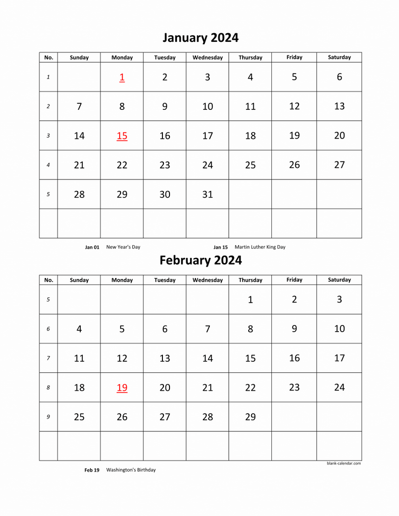 2024 Printable Calendar 2 Months Per Page Jayne Rochella