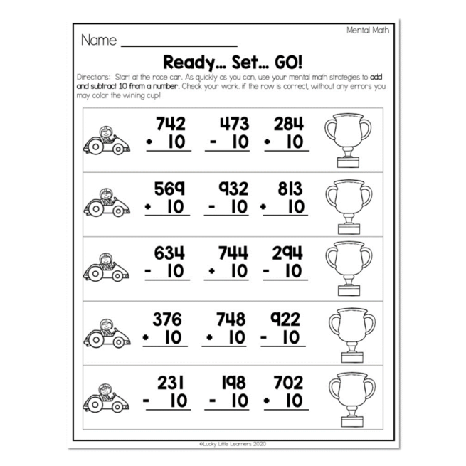 2nd Grade Math Worksheets Place Value Mental Math Ready Set 