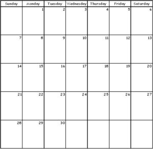 30 Day Blank Calendar Template Lyndy Nanine