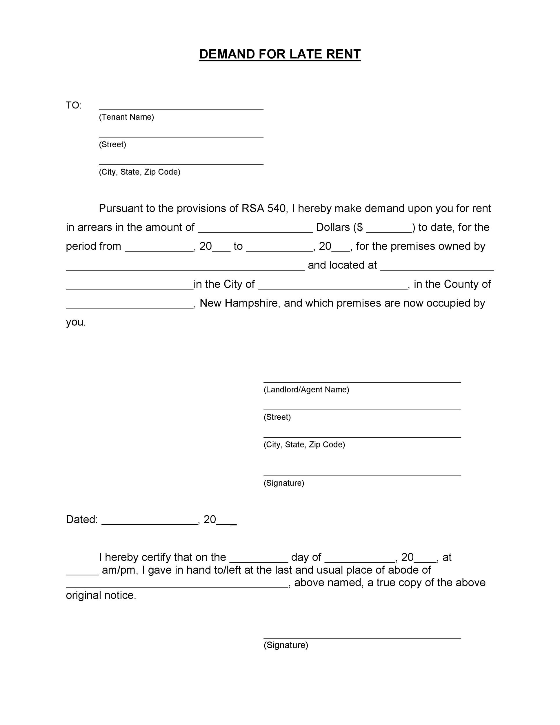 34 Printable Late Rent Notice Templates TemplateLab