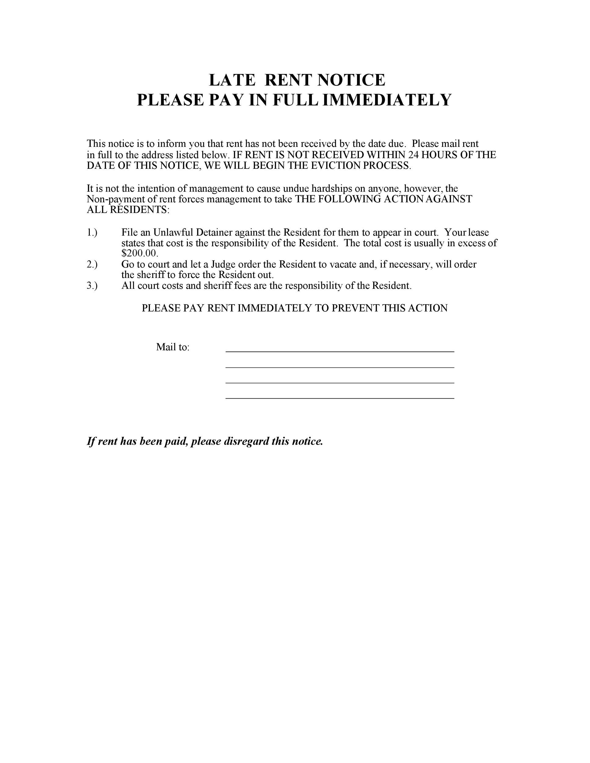 Free Printable Late Rent Notice Template