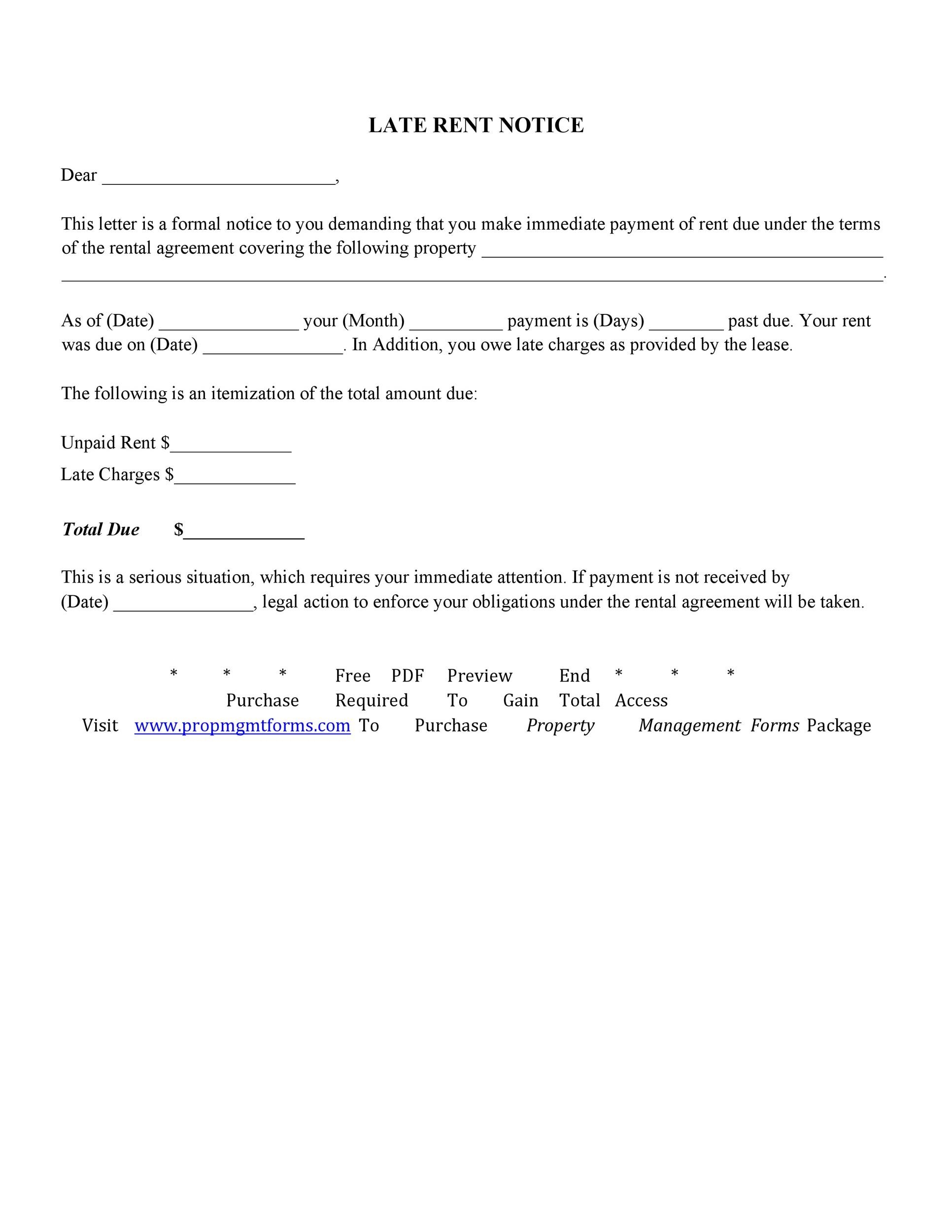 34 Printable Late Rent Notice Templates TemplateLab