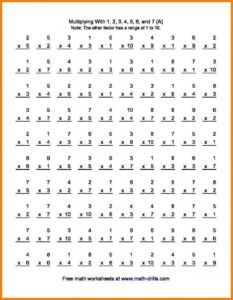 3rd Grade Math Worksheets Multiplication Printable Free Printable