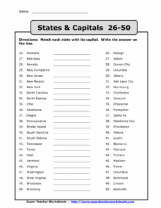 50 States And Capitals Printable Worksheets