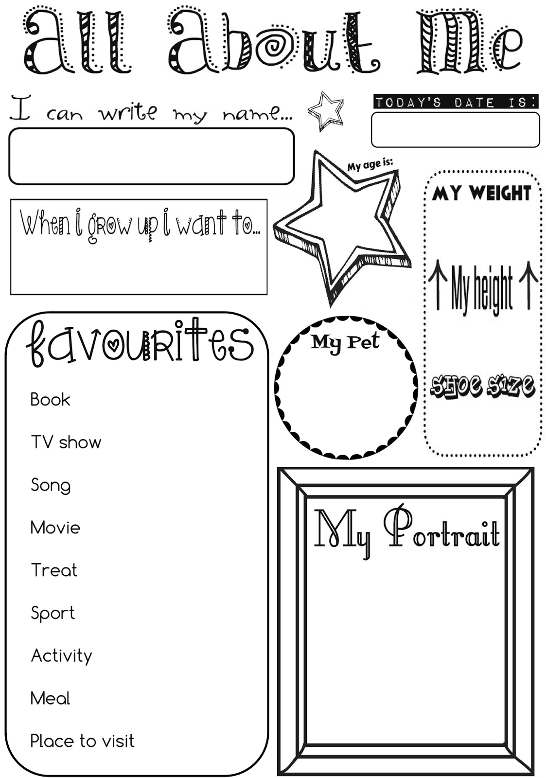 All About Me Posters Free Printable