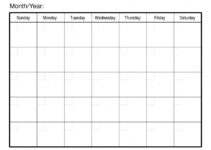 Free Printable Blank 30 Day Calendar