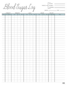 Blood Sugar Log Printable Free Printable Free Templates
