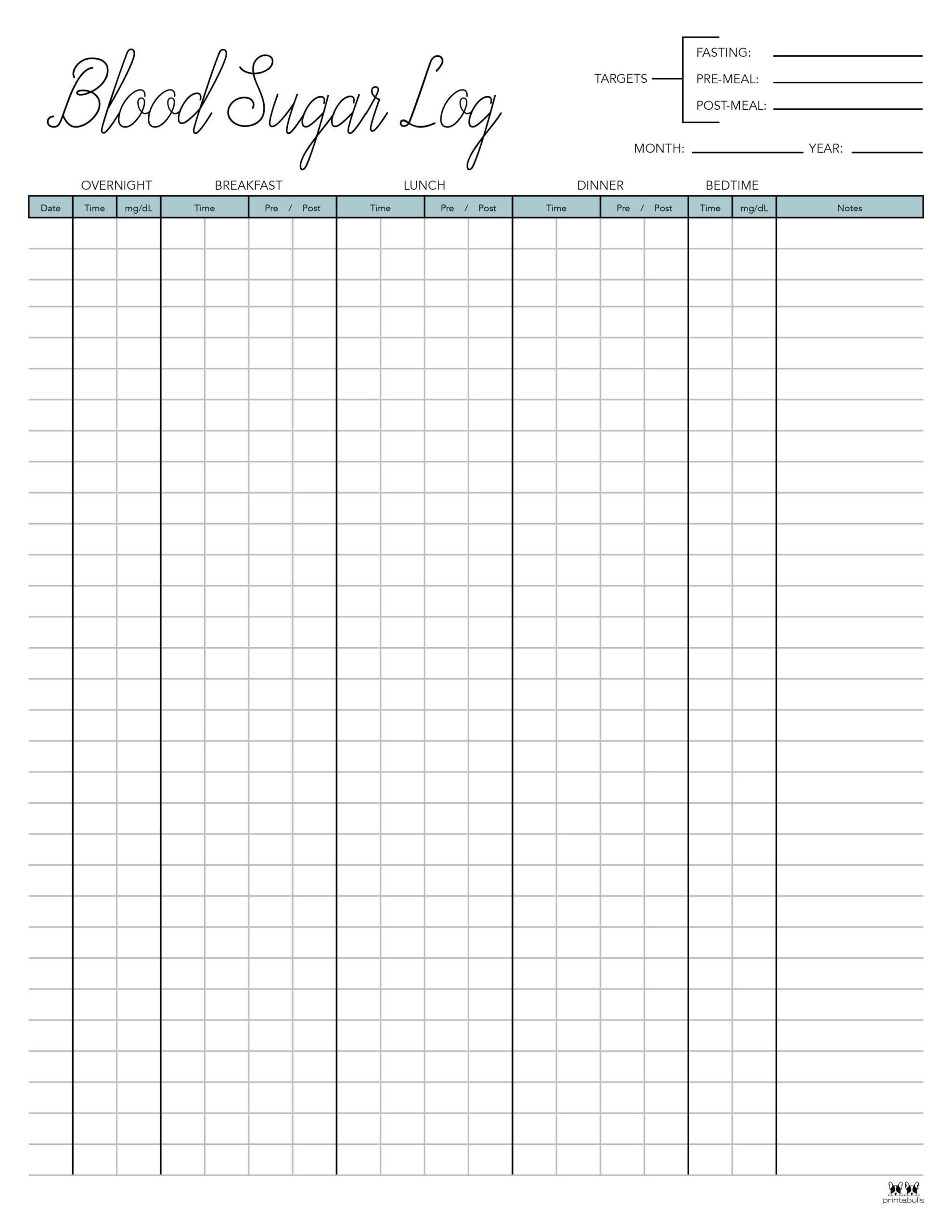 Free Printable Blood Glucose Log Sheet