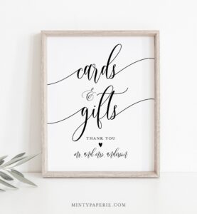 Cards And Gifts Sign Printable Wedding Gift Editable Etsy