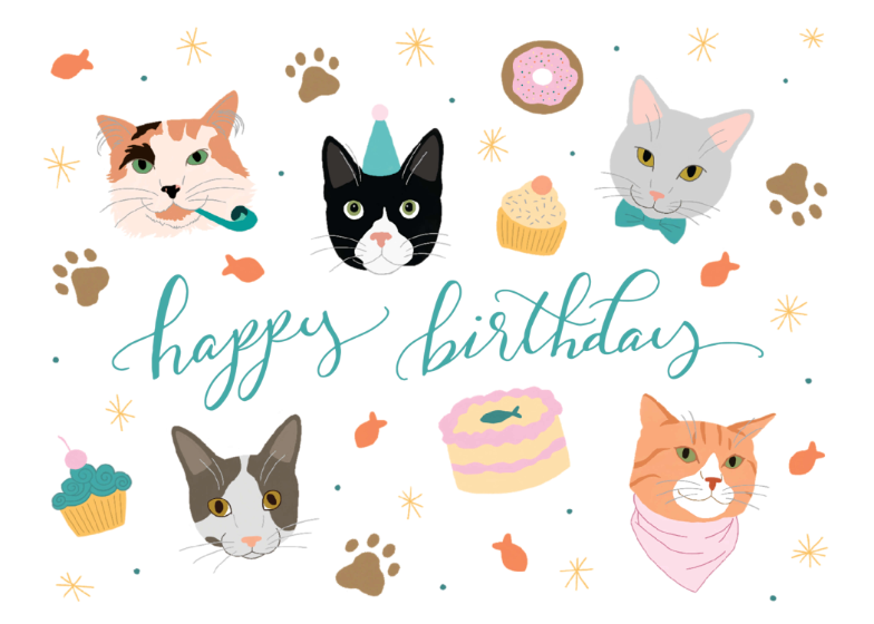 Cat Birthday Cards Free Printable Printable Templates Free