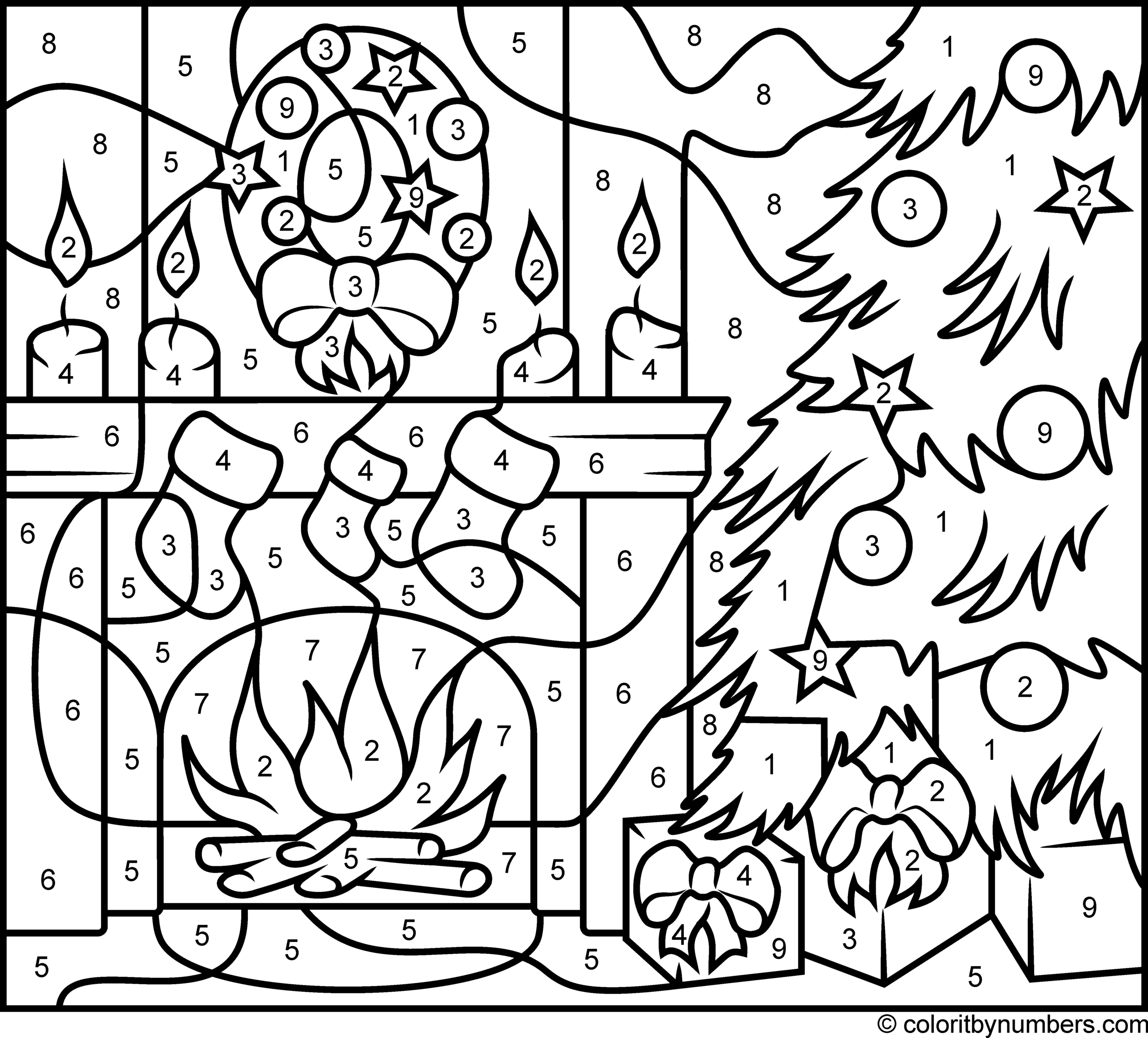 Color By Number Free Printable Christmas