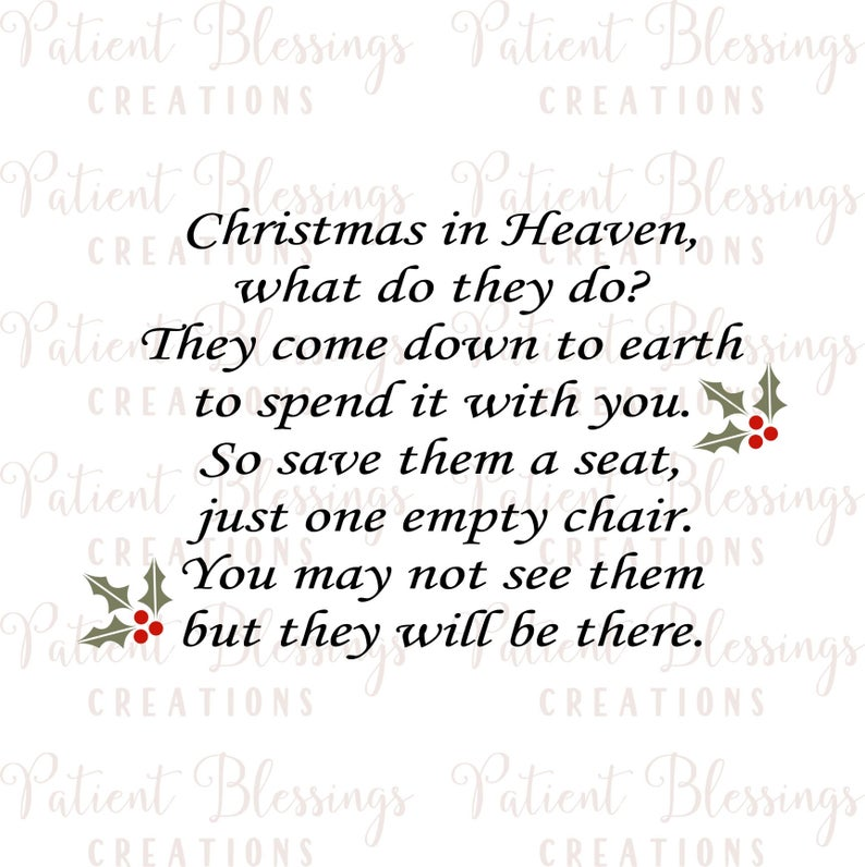 Free Printable Christmas In Heaven Poem Printable