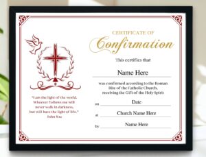 Confirmation Certificate 11x8 5 Printable Editable Confirmation