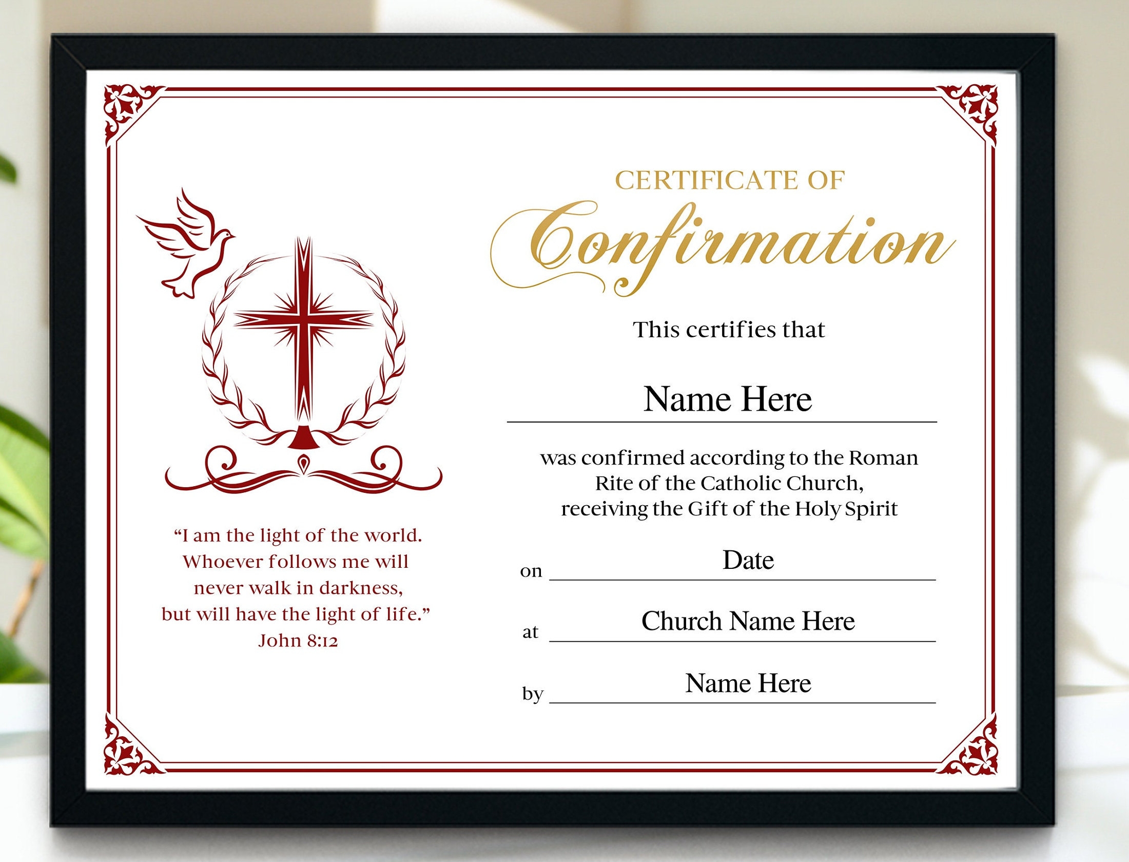 Confirmation Certificate 11x8 5 Printable Editable Confirmation 