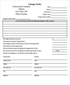 Contractor Free Printable Construction Change Order Forms Printable