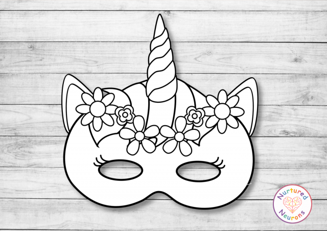 DIY Printable Unicorn Masks Color And Plain Templates PDF 