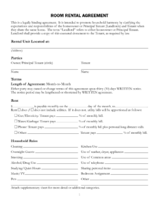 Downloadable Free Printable Basic Rental Agreement Fillable Printable