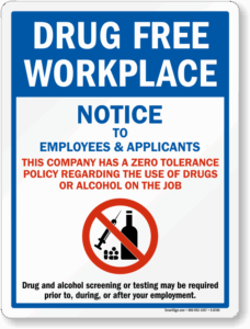 Drug Free Workplace Sign Workplace Drug Policy Sign SKU S 8780