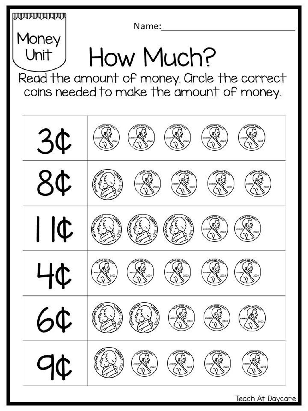 Free Printable Money Worksheets For Kindergarten